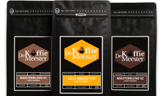 Proefpakket van verse koffiebonen van De Koffiemeester.
