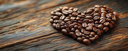 Verse gebrande arabica koffiebonen in hartvorm, ethisch alternatief voor kopi luwak