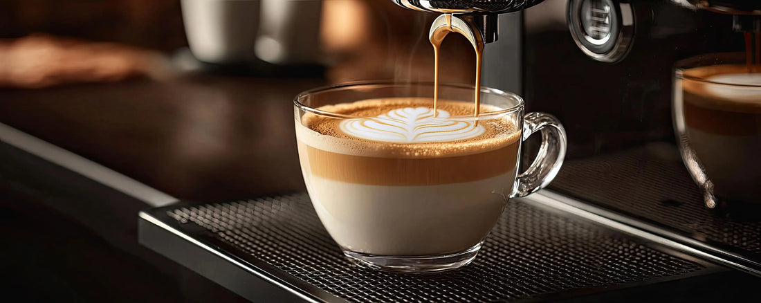 Sterke Italiaanse espresso uit een moka pot geserveerd in een glazen kop