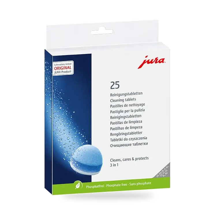 JURA 25045 verpakking met 25 3-in-1 reinigingstabletten