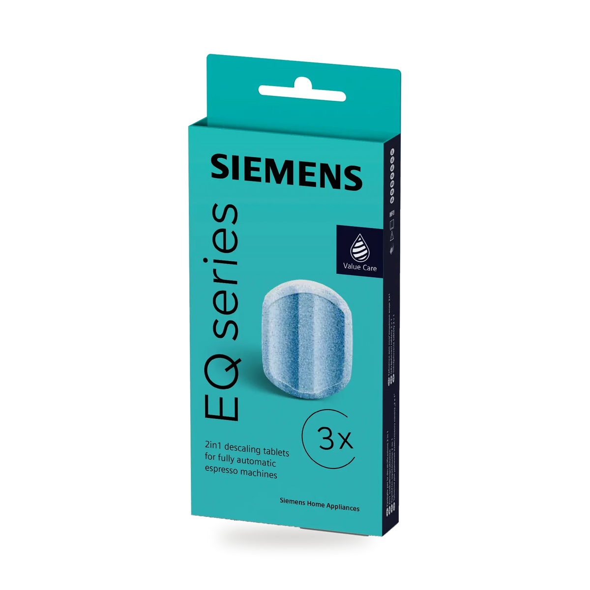 Siemens TZ80002A verpakking met 3 ontkalkingstabletten, vooraanzicht
